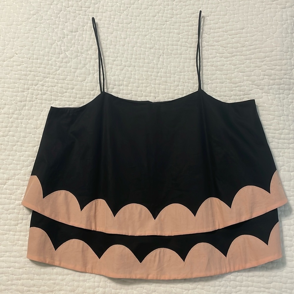 Azulu for Anthropologie Layered Black and Pink Top